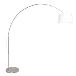 Steinhauer Vloerlamp booglamp Sparkled light 9675 staal kap linnen wit