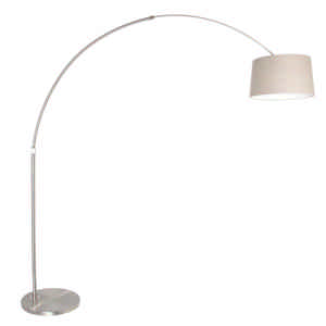 Steinhauer Vloerlamp booglamp Sparkled light 9676 staal kap linnen grijs