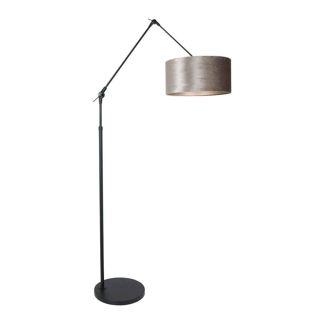 Steinhauer Vloerlamp prestige chic 8116zw zwart kap zilver velours