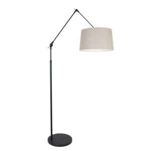 Steinhauer Vloerlamp prestige chic 8185 zwart kap linnen grijs