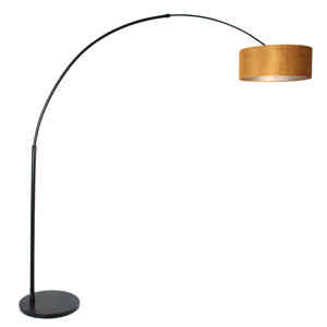 Steinhauer Vloerlamp Sparkled light 8129 zwart kap gouden velours