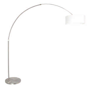 Steinhauer Vloerlamp Sparkled light 9903 staal kap wit linnen