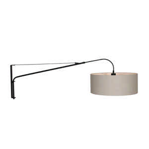 Steinhauer Wandlamp elegant classy 9324 zwart kap grijs linnen grof