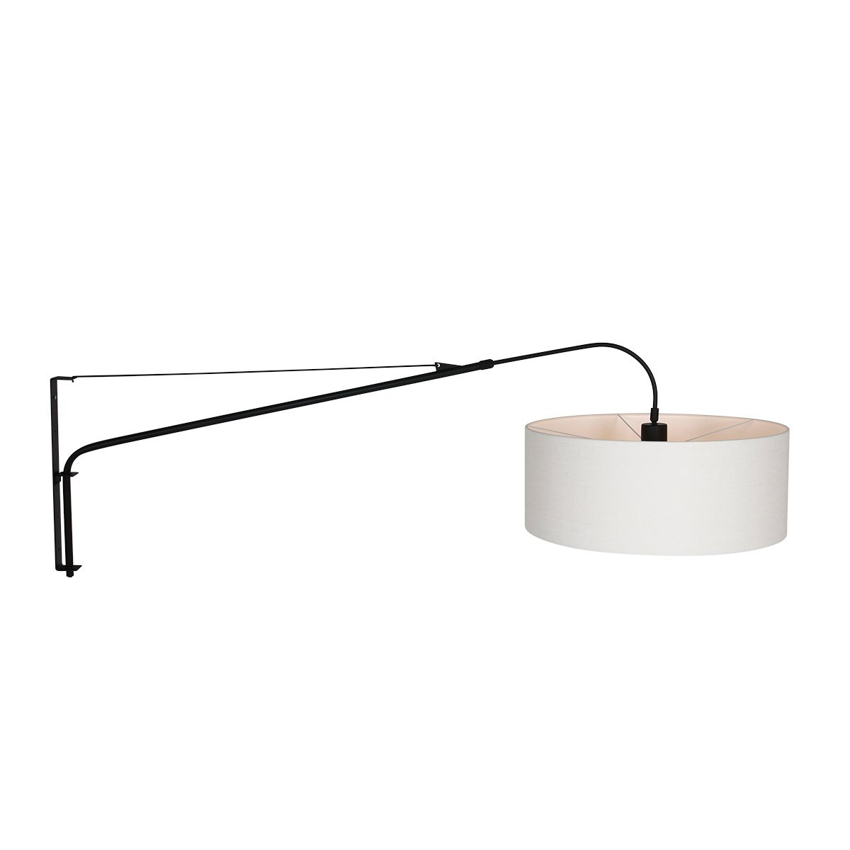 Steinhauer Wandlamp elegenant classy 9321 zwart kap wit linnen grof