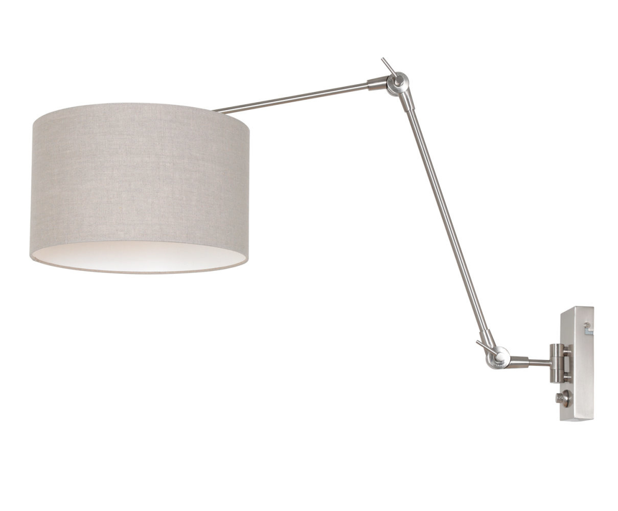 Steinhauer Wandlamp prestige chic 8107 staal kap grijs linnen