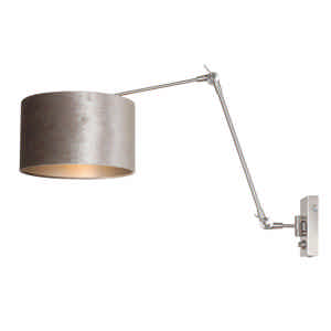 Steinhauer Wandlamp prestige chic 8110 staal kap zilver velours