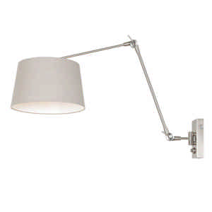 Steinhauer Wandlamp prestige chic 9724 staal kap linnen grijs