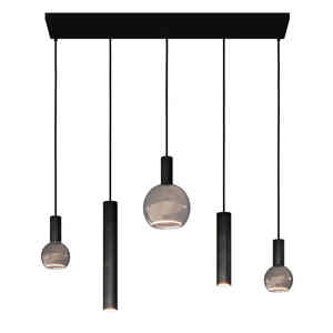 Ztahl Hanglamp Riva 5 lichts rechthoekig L 100 cm zwart